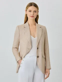 Online Single-Breasted Blazer In Viscose Linen Blend MULHER Blazers