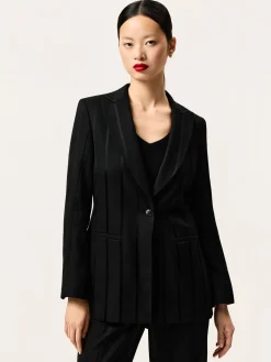 Online Single-Breasted Blazer In Striped Viscose Blend MULHER Fatos|Blazers