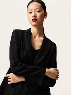 Online Single-Breasted Blazer In Striped Viscose Blend MULHER Fatos|Blazers