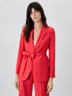 Online Single-Breasted Suit Blazer In Rayon Blend With Belt MULHER Fatos|Blazers