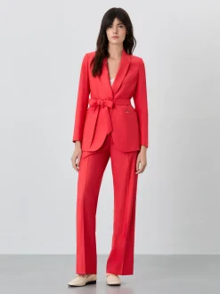 Online Single-Breasted Suit Blazer In Rayon Blend With Belt MULHER Fatos|Blazers