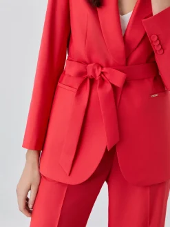 Online Single-Breasted Suit Blazer In Rayon Blend With Belt MULHER Fatos|Blazers