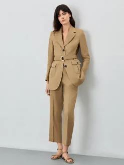 Discount Single-Breasted Suit Blazer In Viscose Linen Blend With Belt MULHER Fatos|Blazers