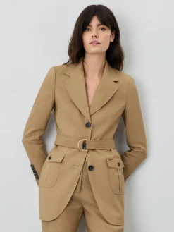 Discount Single-Breasted Suit Blazer In Viscose Linen Blend With Belt MULHER Fatos|Blazers