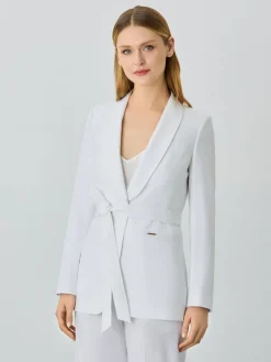 Sale Single-Breasted Suit Blazer In Rayon Blend With Belt MULHER Fatos|Blazers
