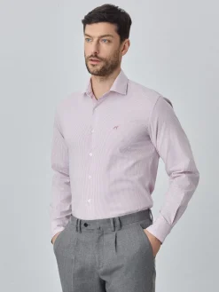 New Slim fit 100% bci cotton striped oxford shirt Camisas Casuais
