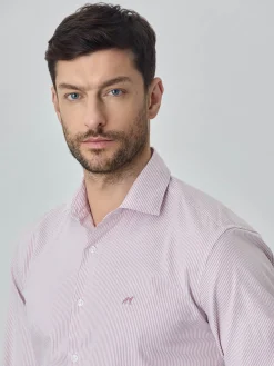 New Slim fit 100% bci cotton striped oxford shirt Camisas Casuais