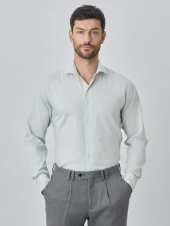 Online Slim fit 100% bci cotton striped oxford shirt Camisas Casuais