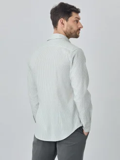 Outlet Slim fit 100% bci cotton striped oxford shirt Camisas Casuais