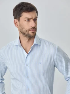 Slim fit 100% bci cotton striped oxford shirt Camisas Casuais