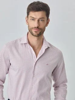 Outlet Slim fit 100% bci cotton striped oxford shirt Camisas Casuais