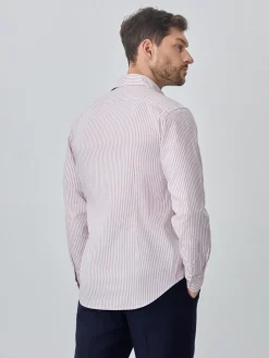Outlet Slim fit 100% bci cotton striped oxford shirt Camisas Casuais