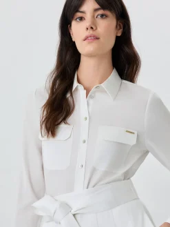 Discount Slim Fit Blouse In Cotton Blend Satin MULHER Blusas