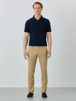 Online Slim Fit Chino Trousers With Elasticated Waistband In Water-repellent Fabric Calças Casuais