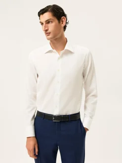 Hot Slim Fit Dobby Formal Shirt With Oxford Collar Camisas Clássicas