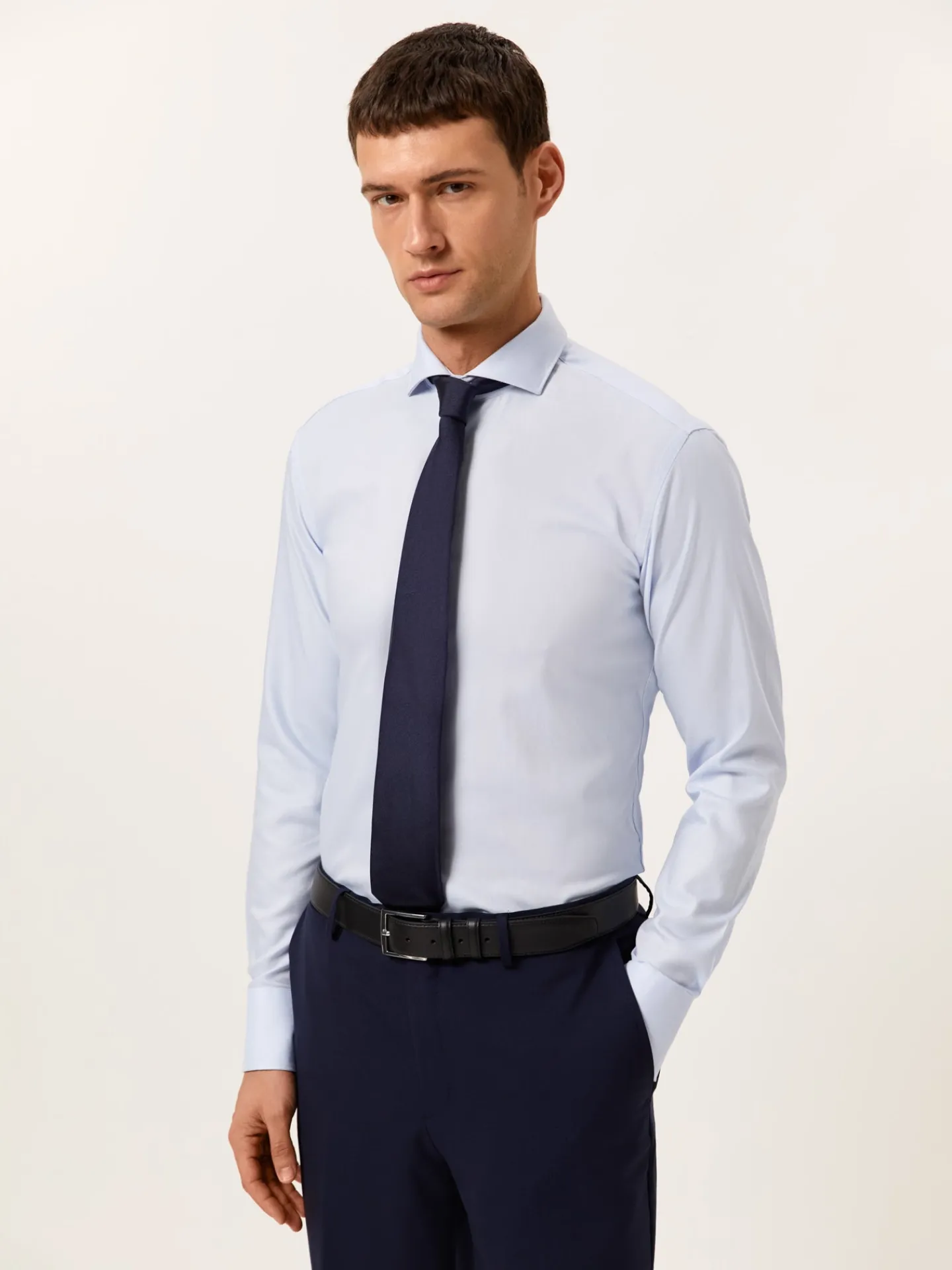 Outlet Slim Fit Formal Oxford Shirt in 100% Cotton Camisas Clássicas|Camisas Clássicas