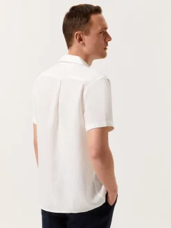 Hot Slim Fit Garment Dye Cotton Linen Shirt with Mao Collar Camisas Casuais