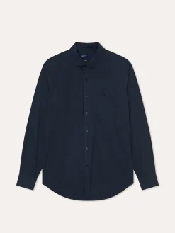 New Slim Fit Garment Dye Poplin Open Shirt in Comfort Cotton Camisas Casuais|Camisas Casuais