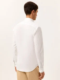 Outlet Slim Fit Garment Dye Poplin Shirt in Comfort Cotton Camisas Casuais|Camisas Casuais