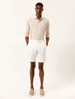 Outlet Slim Fit Houndstooth Cotton Poplin Shirt with Open Collar Camisas Casuais