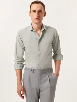Hot Slim Fit Houndstooth Cotton Linen Shirt with Open Collar Camisas Casuais