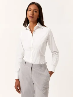Best Slim Fit K-easy Plain Poplin Comfort Shirt With Open Collar MULHER Camisas