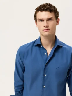 Sale Slim Fit Light Twill Denim Shirt With Newport Collar Camisas Casuais