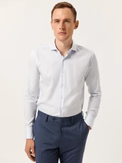 Outlet Slim Fit Micro-Stripes Shirt with Dublin Collar Camisas Clássicas