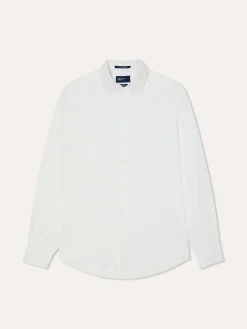 New Slim Fit Open Shirt in 100% Linen Camisas Casuais|Camisas Casuais