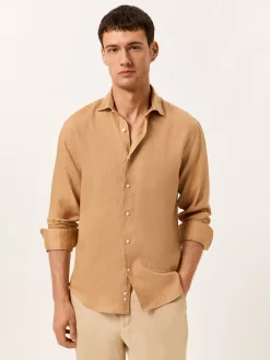 Best Slim Fit Open Shirt in 100% Linen Camisas Casuais|Camisas Casuais