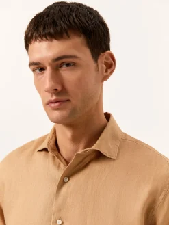 Best Slim Fit Open Shirt in 100% Linen Camisas Casuais|Camisas Casuais