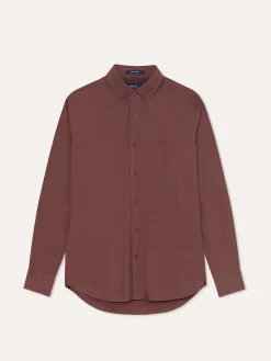New Slim Fit Overdye Poplin Shirt with Open Collar Camisas Casuais