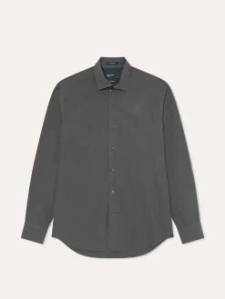 New Slim Fit Overdye Poplin Shirt with Open Collar Camisas Casuais