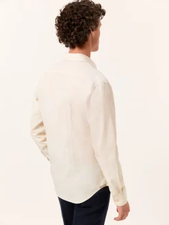 New Slim Fit Overdye Poplin Shirt with Open Collar Camisas Casuais
