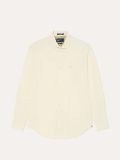 New Slim Fit Overdye Poplin Shirt with Open Collar Camisas Casuais