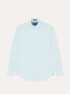 New Slim Fit Overdye Poplin Shirt with Open Collar Camisas Casuais