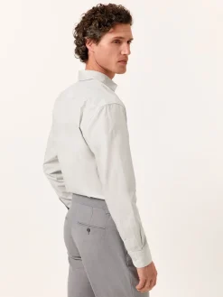 New Slim Fit Overdye Poplin Shirt with Open Collar Camisas Casuais