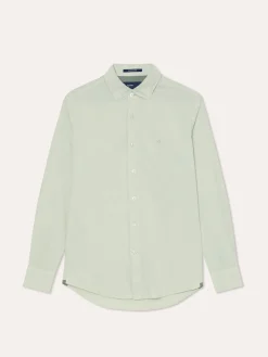 New Slim Fit Overdye Poplin Shirt with Open Collar Camisas Casuais