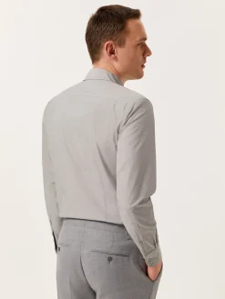 New Slim Fit Overdye Poplin Shirt with Open Collar Camisas Casuais
