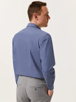 New Slim Fit Overdye Poplin Shirt with Open Collar Camisas Casuais