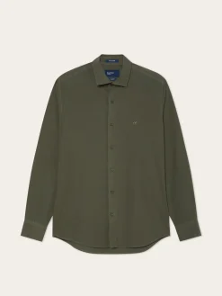Best Slim Fit Overdye Poplin Shirt With Open Collar Camisas Casuais