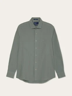 Best Slim Fit Overdye Poplin Shirt With Open Collar Camisas Casuais