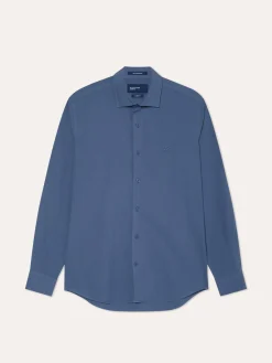 Best Slim Fit Overdye Poplin Shirt With Open Collar Camisas Casuais