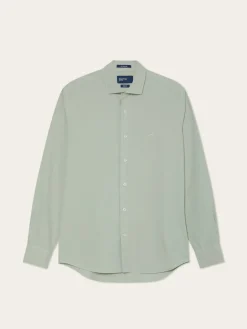Best Slim Fit Overdye Poplin Shirt With Open Collar Camisas Casuais