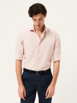 Best Slim Fit Overdye Poplin Shirt With Open Collar Camisas Casuais
