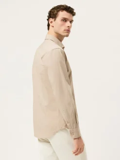 Best Slim Fit Overdye Poplin Shirt With Open Collar Camisas Casuais