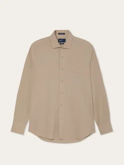 Best Slim Fit Overdye Poplin Shirt With Open Collar Camisas Casuais