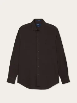 Best Slim Fit Overdye Poplin Shirt With Open Collar Camisas Casuais