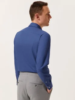 Online Slim Fit Pattern Jacquard Cotton Linen Shirt with Open Collar Camisas Casuais