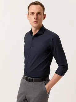 Slim Fit Performance Poplin Shirt with Dublin Collar Camisas Clássicas